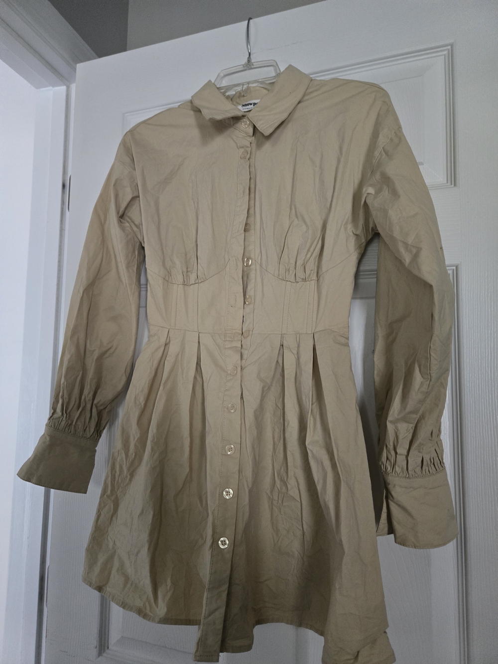 Showpo Beige Shirt Dress with Button Detail